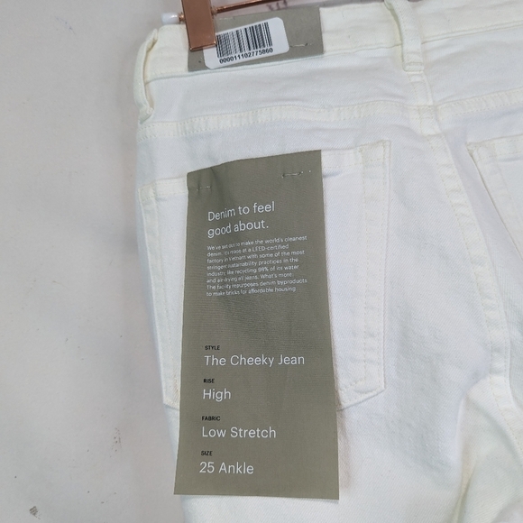 Everlane Jean The Cheeky Straight High Rise White Bone Ankle Crop Zip Denim - Picture 11 of 12